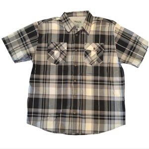 ABLANCHE Black White Grey Plaid Button Down Shirt